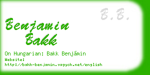 benjamin bakk business card